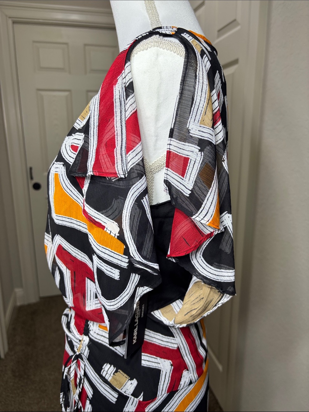 Karl Lagerfeld Paris Abstract Print High Low Midi Dress NWT Size 2 - Picture 8 of 12